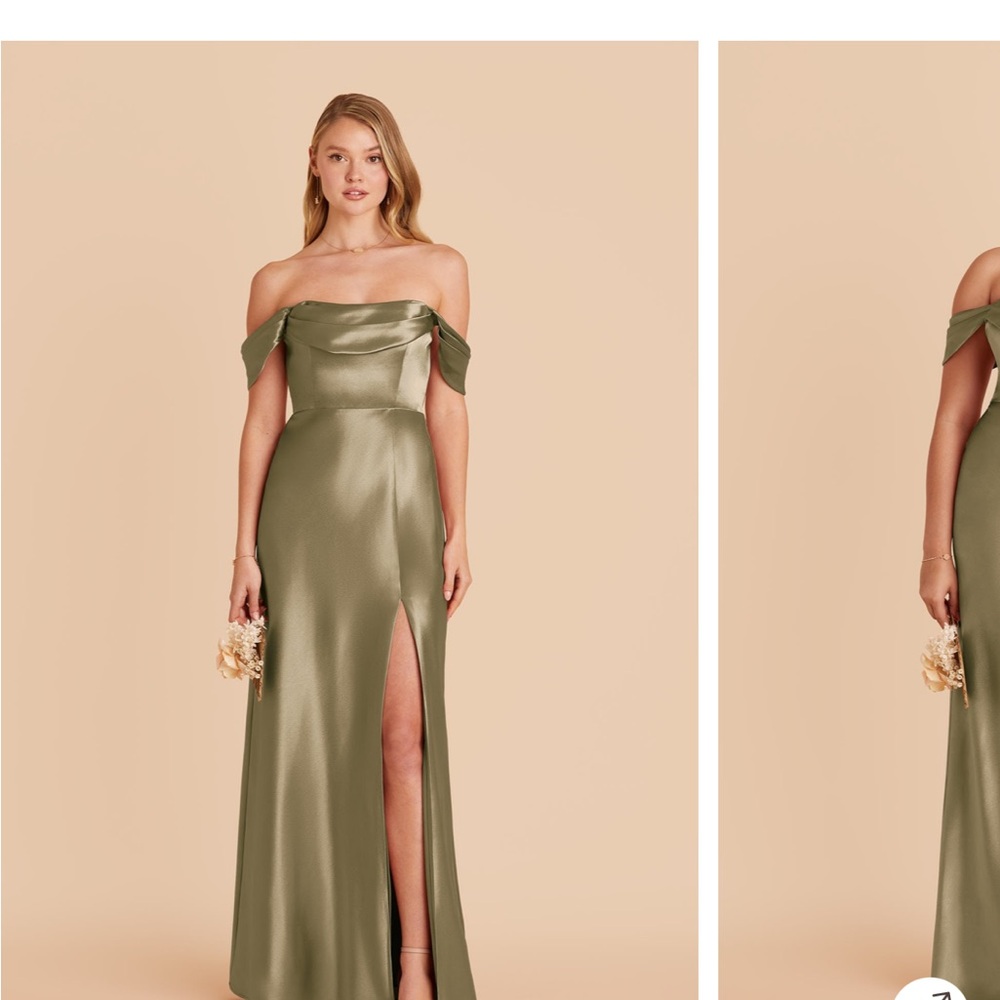 Elegant Olive Green Off-Shoulder Dress